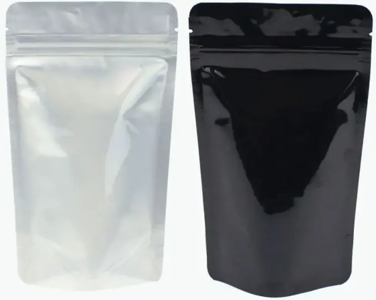 4" x 6.5" x 2.4" Clear/Black Stand Up Pouch