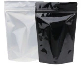 5.5" x 8" x 3.15" Clear/Black Stand Up Pouch