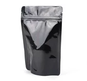 4.5" x 6.75" x 2.75" Black/Black Stand Up Pouch