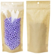 3.75" x 8" x 2.25" Clear/Kraft Stand Up Pouch