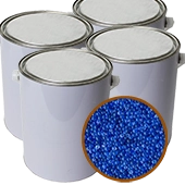 Four 5lb cans as a case each filled with 2-4mm blue silica desiccants
