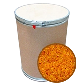 carboard drum filled with 55lbs of orange silica gel beads